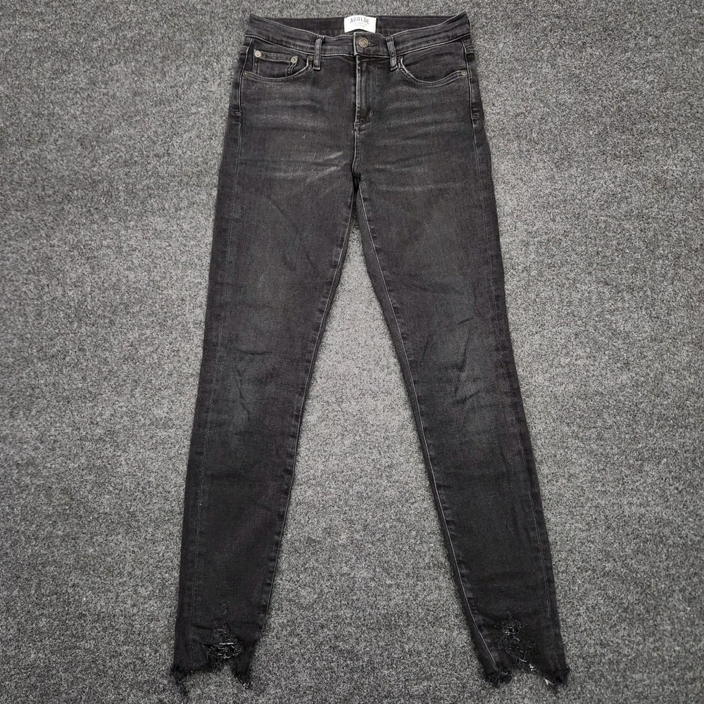 Agolde‎ Sophie Ankle Skinny Jeans Women's Size 26 Distressed Hem Black Denim